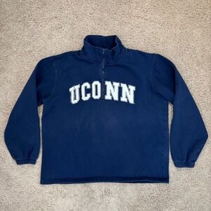 UCONN Huskies G-III Sports Pullover Sz L Navy White Arch Logo 1/2 Zip Sweatshirt